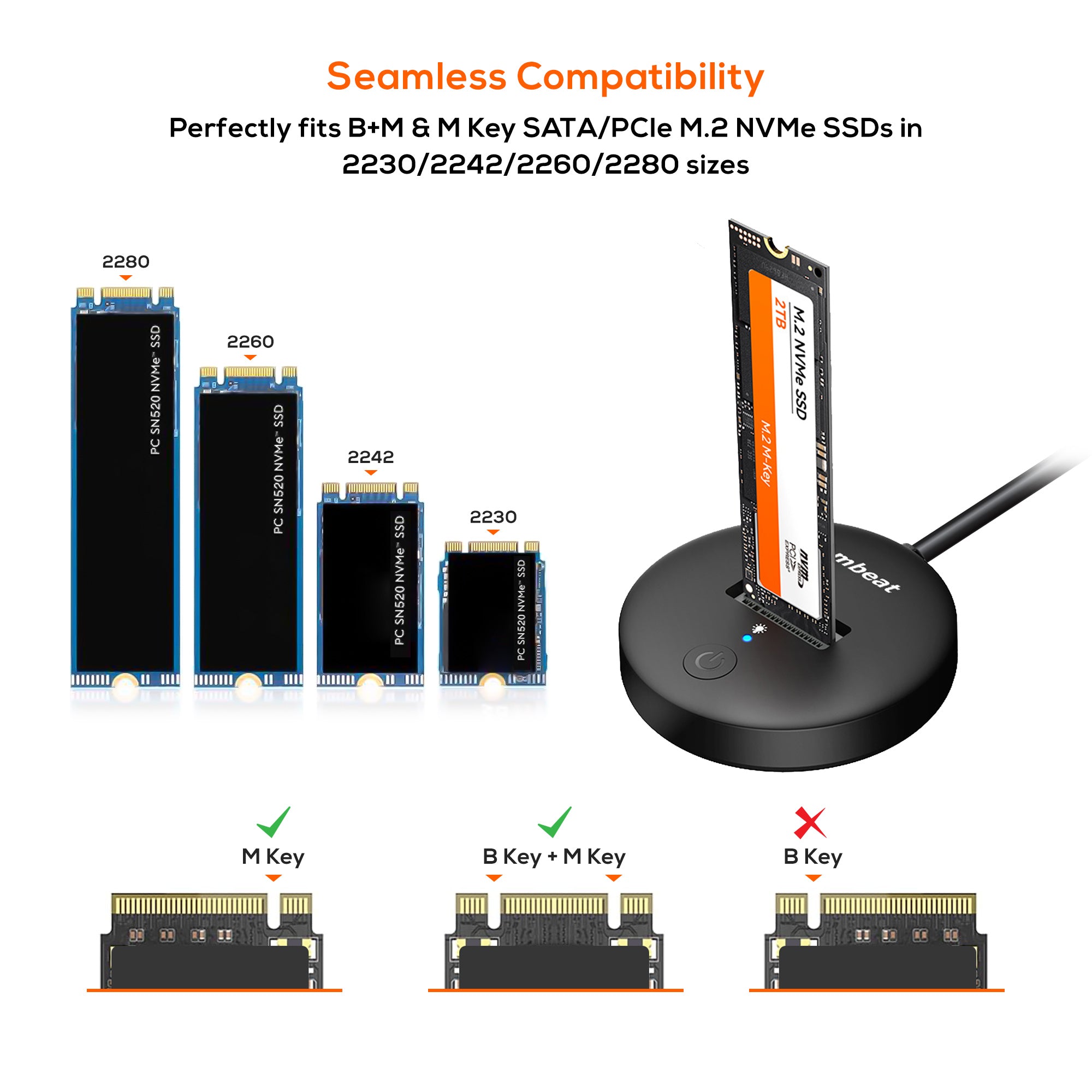 mbeat H1 USB 3.2 Gen2 10Gbps M.2 NVMe and SATA SSD Mini Dock