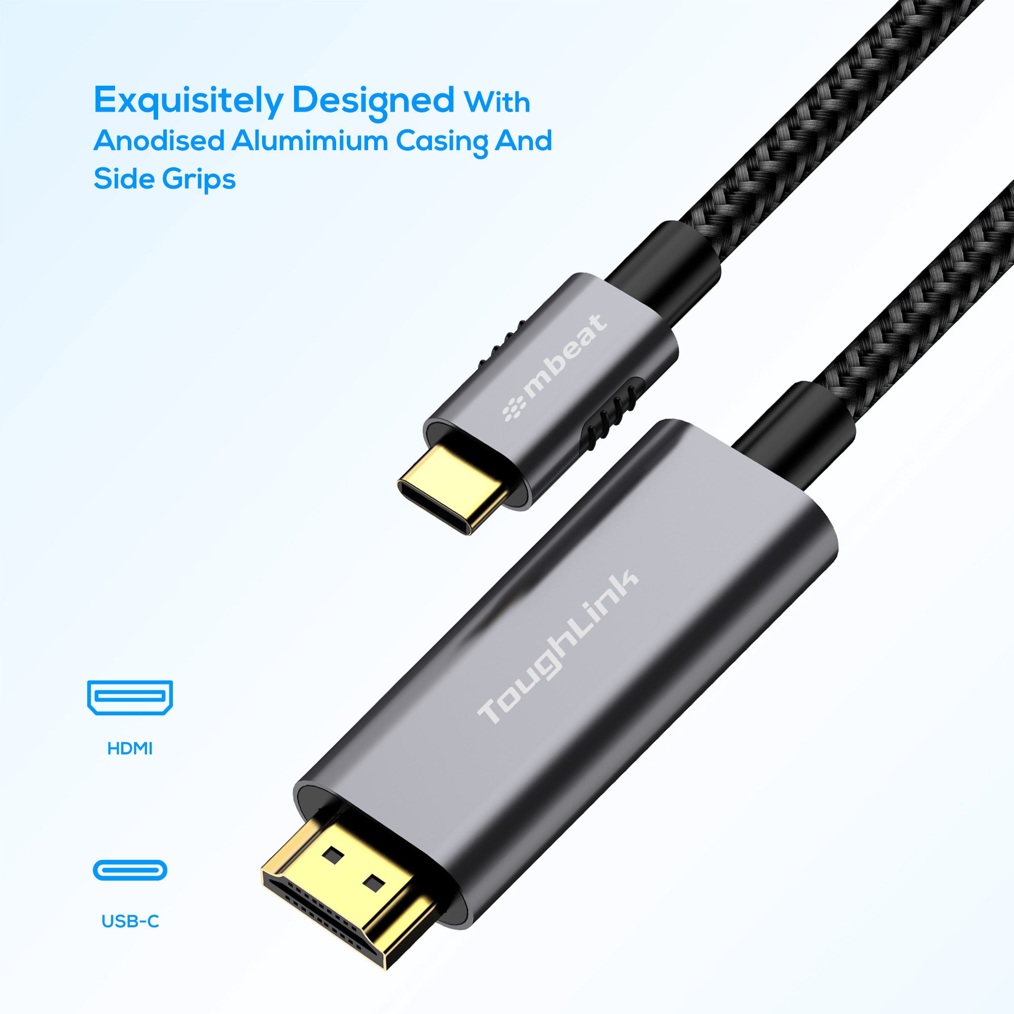 mbeat Tough Link Premium Braided USB-C to HDMI cable 1.8m