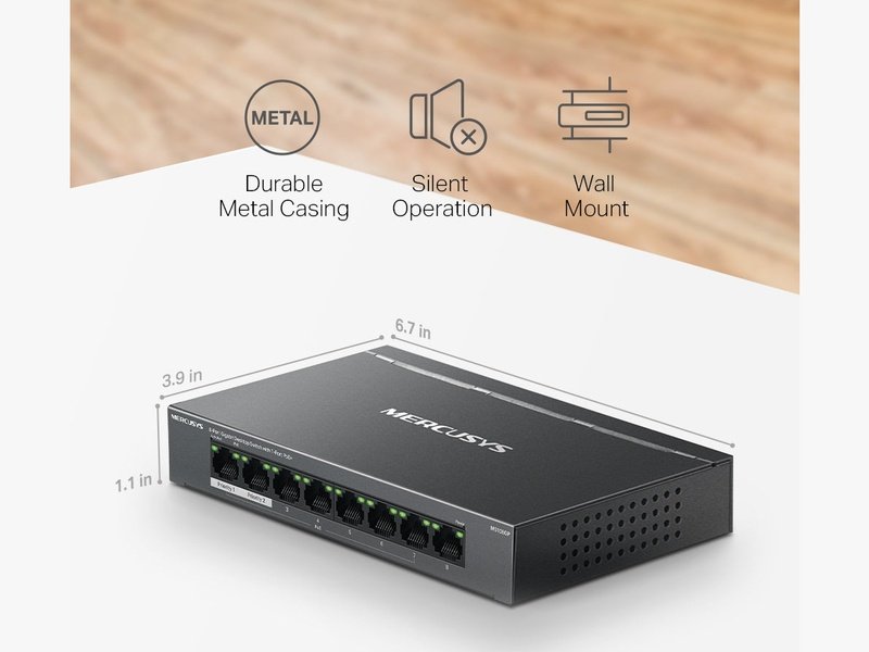 Mercusys 7-Port PoE+ Gigabit Desktop Switch with RJ45 ports