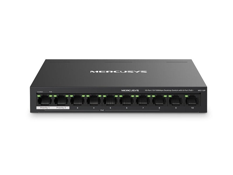 Mercusys MS110P 8-Port PoE+ 65W Desktop Switch with RJ45 ports