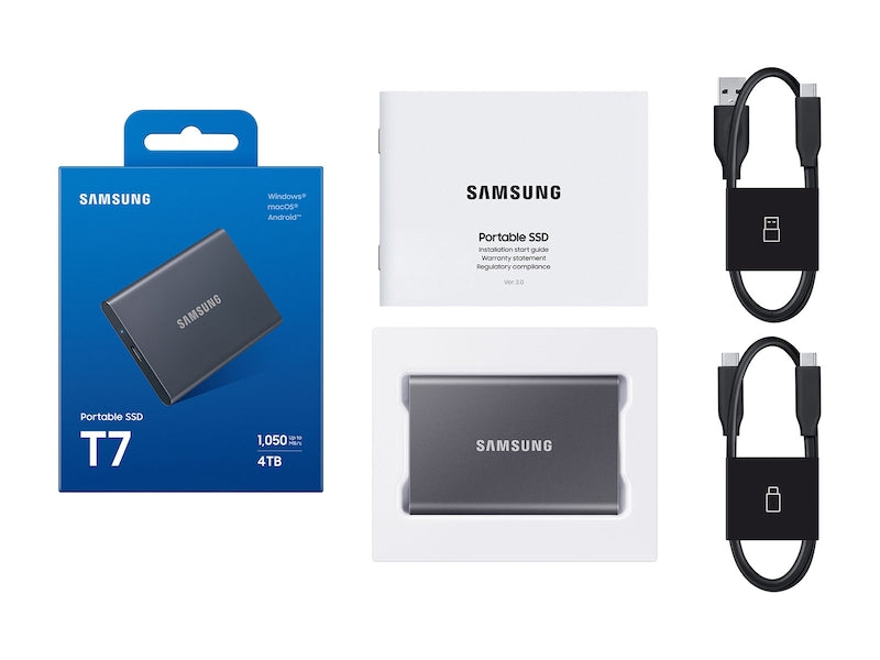 Samsung T7 4TB USB 3.2 Portable SSD - Gray MU-PC4T0T/WW