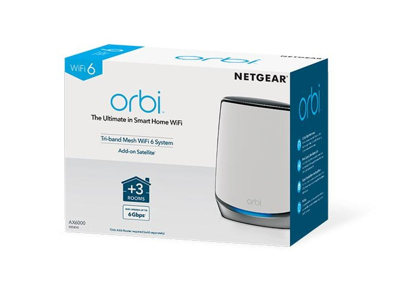 Netgear Orbi RBS850-100AUS AX6000 Tri-band Mesh WiFi 6 System Add-on Satellite