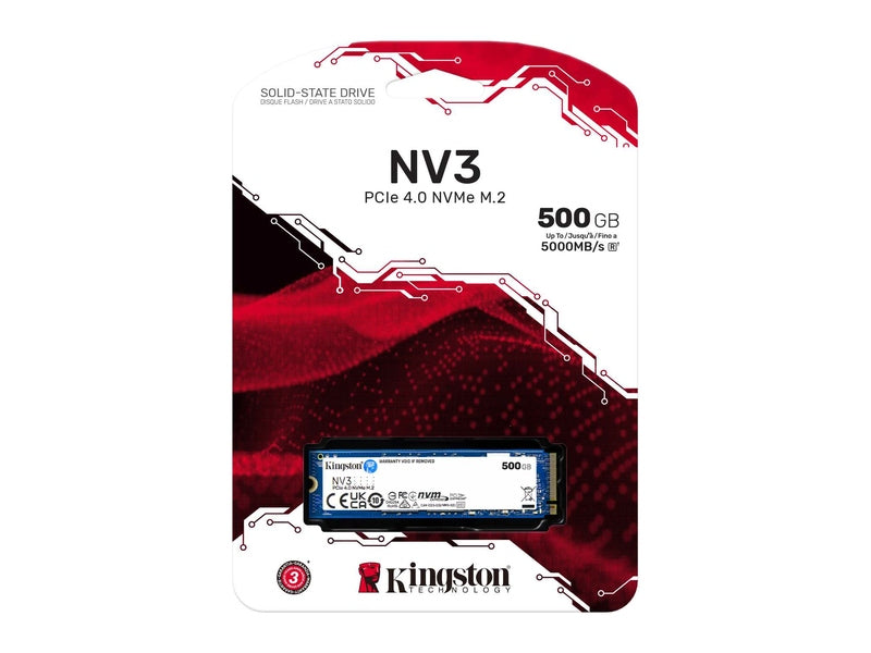 Kingston NV3 500GB PCIe 4.0 NVMe M.2 2280 SSD - SNV3S/500G