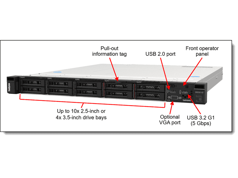 Lenovo SR250 V2 Xeon E-2324G 16GB 4C 8-bay 2.5