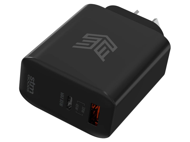 STM 65W Dual Port USB-C & USB-A Power Adapter Aunz Black