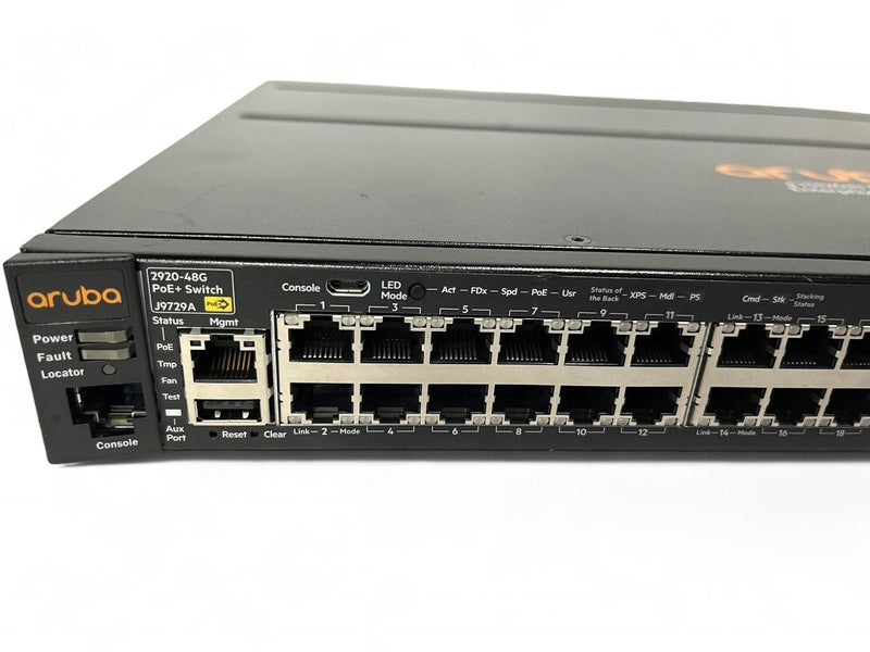 HPE Aruba J9729A 2920-48G 48-Port Gigabit PoE+ 370W Managed Switch with J9738A Power Supply *Used Refurbished