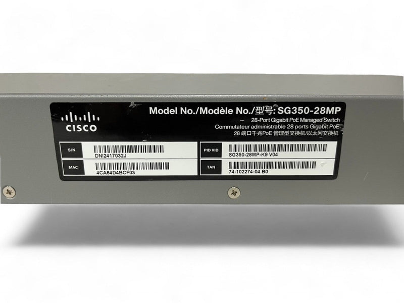 Cisco 350 Series SG350-28MP 24-port Gigabit PoE+ Managed Switch with 382W Power Budget *Used refurbished