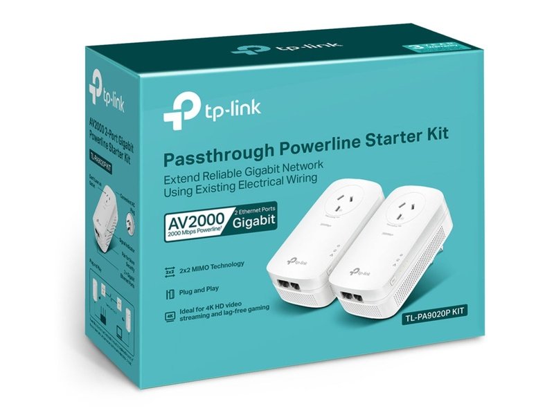 TP-Link PA9020P AV2000 2-Port Gigabit Passthrough Powerline Starter Kit