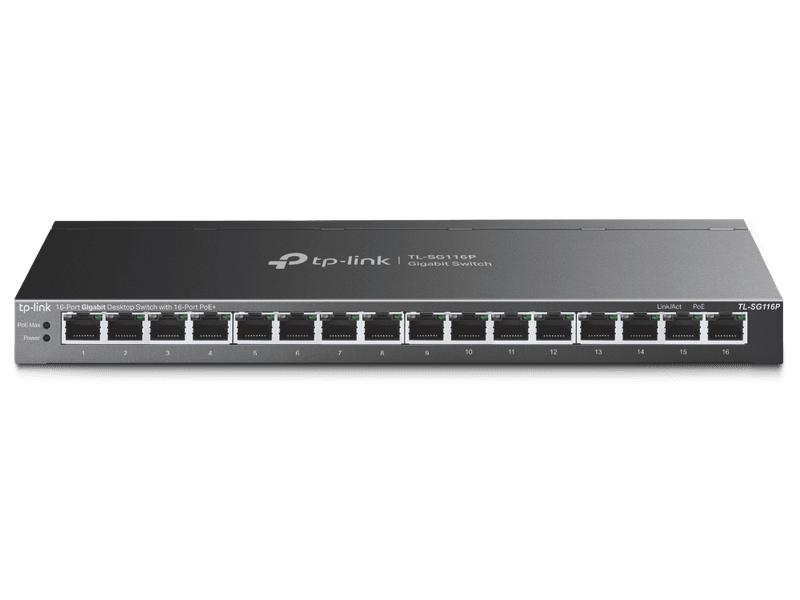 TP-Link TL-SG116P 16-Port Gigabit Desktop Switch with 16-Port PoE+