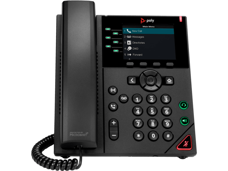 HP Poly VVX 350 6-Line IP Phone and PoE-enabled 89B68AA