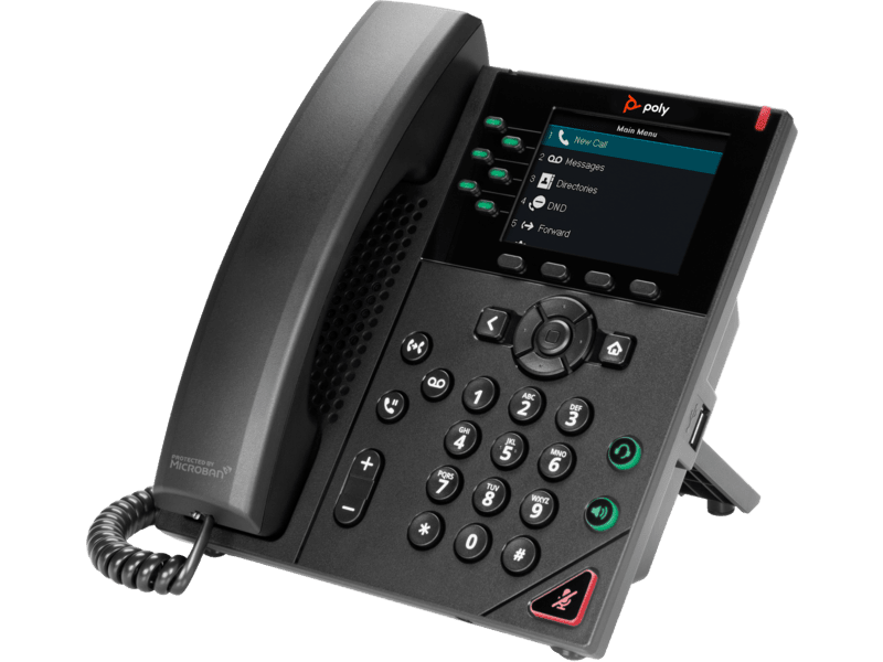 HP Poly VVX 350 6-Line IP Phone and PoE-enabled 89B68AA