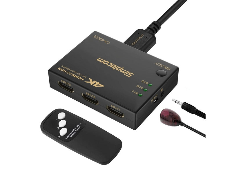 Simplecom CM303 Ultra HD 3 Way HDMI Switch 3 IN 1 OUT Splitter 4K@60Hz