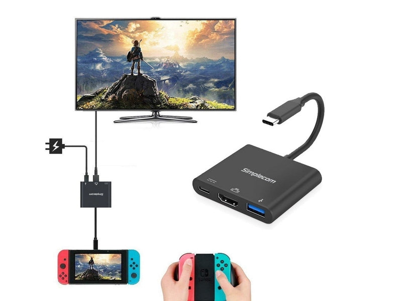 Simplecom DA310 USB 3.1 Type C to HDMI USB 3.0 Adapter with PD Charging Support DP Alt Mode and Nintendo Switch