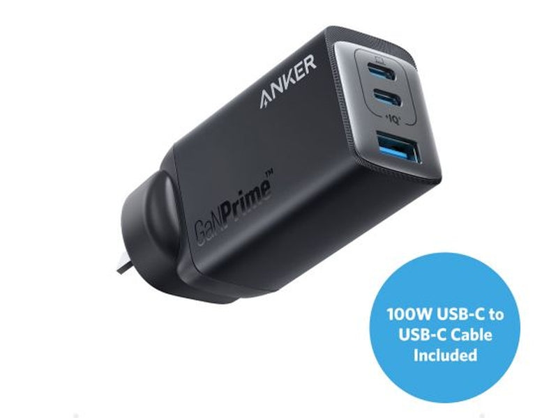 Anker GaNPrime 65W 3-Port Wall Charger B2668T11 with USB-C to USB-C Cable