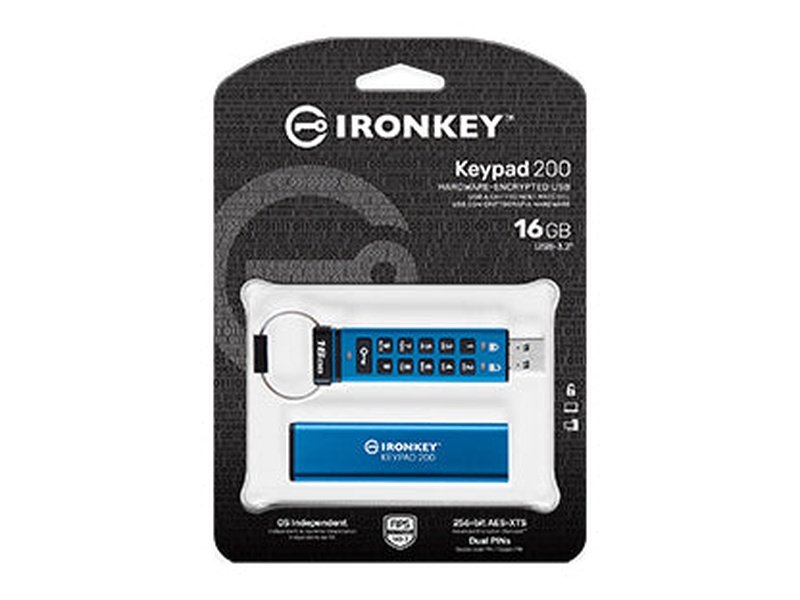 Kingston IronKey Keypad 200 16GB Encrypted USB Flash Drive