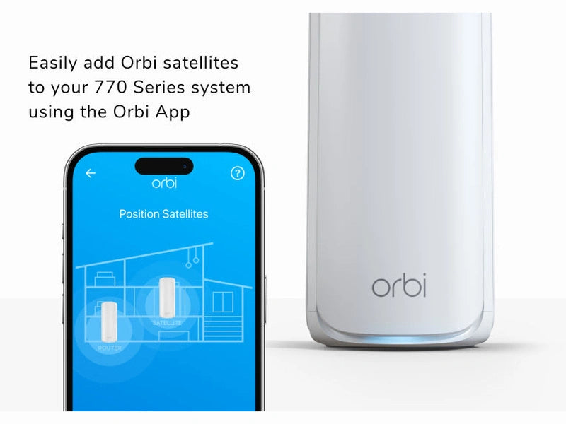 Netgear Orbi RBE770 AX11000 Tri-Band WiFi 7 Whole Home Mesh System - Add-on Satellite