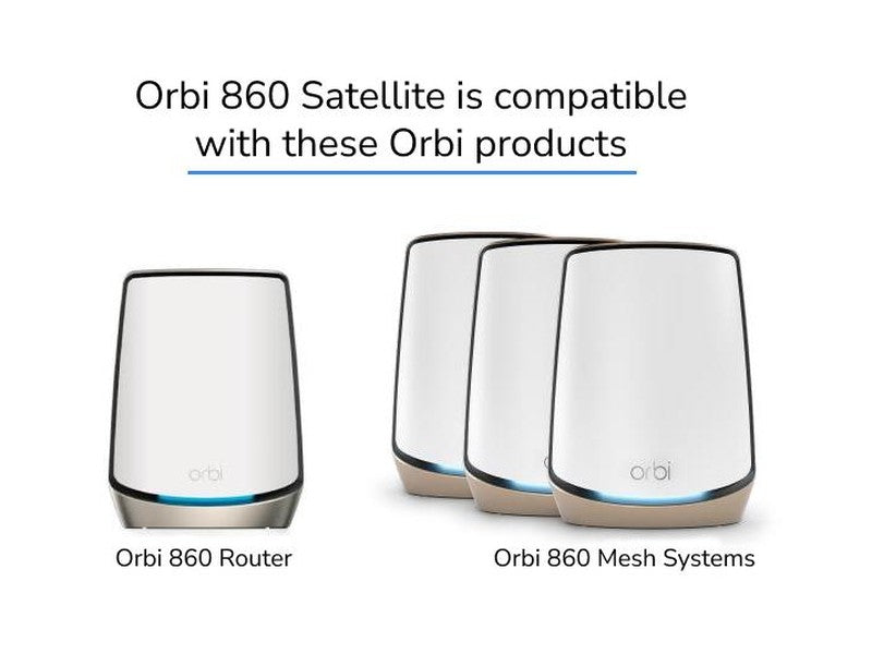 NETGEAR Orbi RBS860 Tri-Band WiFi 6 Mesh Add-on Satellite - RBS860-100APS