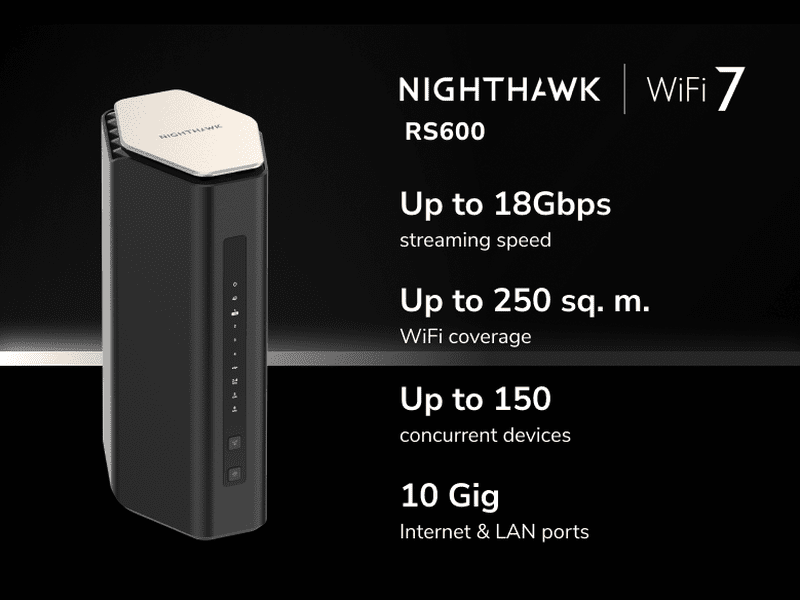 Netgear RS600-100APS Nighthawk Tri-Band WiFi 7 Router RS600, 18Gbps