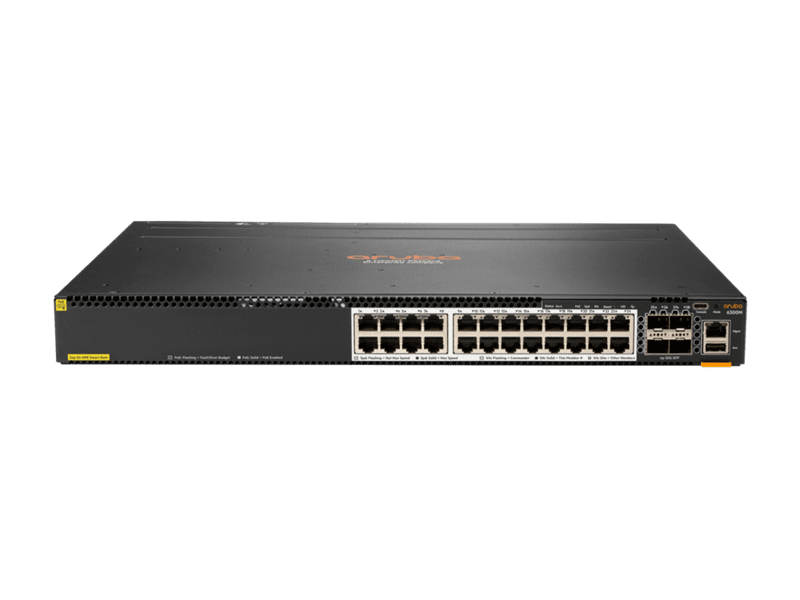 HPE Aruba 6300M 24-port HPE Smart Rate 1/2.5/5GbE Class 6 PoE and 4-port SFP56 Switch