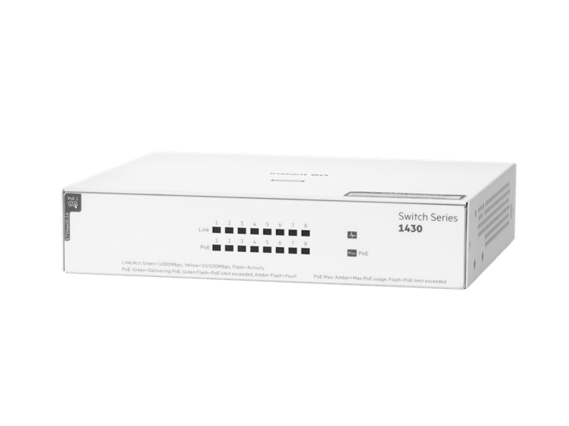 HPE R8R46A Aruba Instant On 1430 8-Port POE+ 64W Unmanaged Gigabit Switch