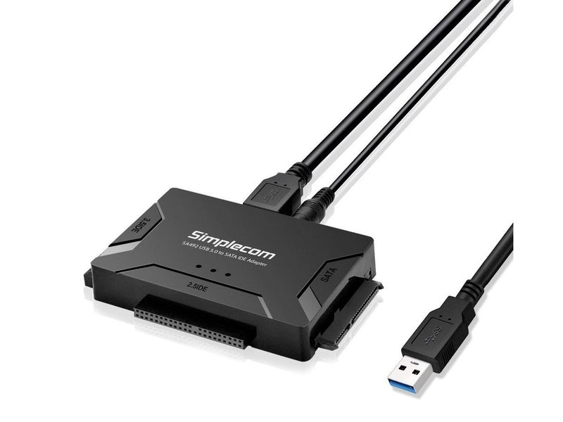 Simplecom SA492 USB 3.0 to 2.5", 3.5", 5.25" SATA IDE Adapter with Power Supply