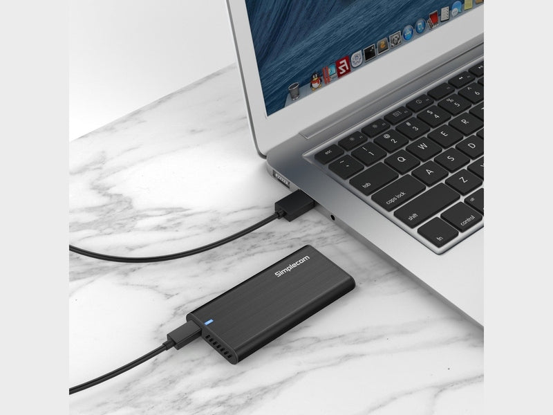 HP 256GB M.2 2280 Enternal Portable SSD with Simplecom Enclosure, USB-C/A to USB-C