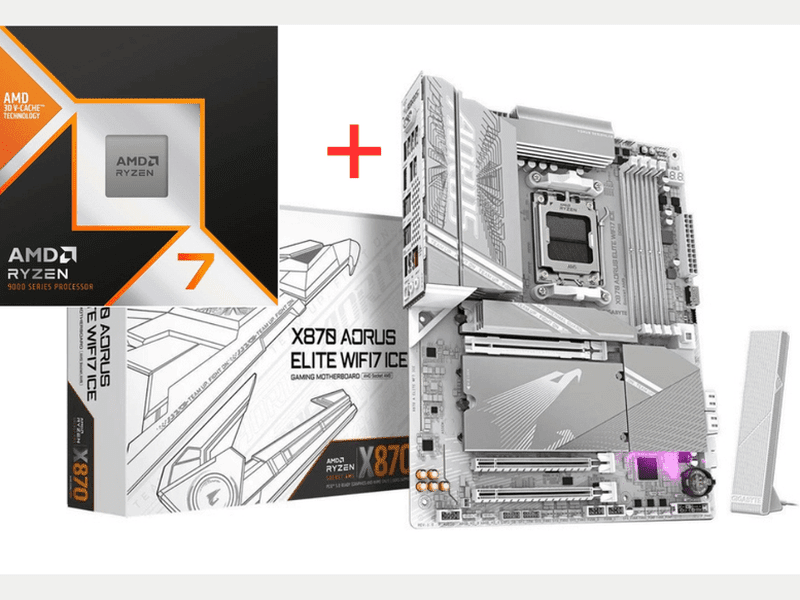 AMD Ryzen 7 9800X3D CPU Processor + Gigabyte X870 Aorus Elite ICE Motherboard **Bundle Deal**