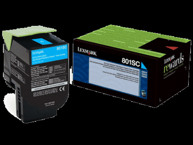 Lexmark 808SCE CYAN STANADRD YIELD TONER CARTRIDGE CORPORATE CARTRIDGE 2KCX310/410/510