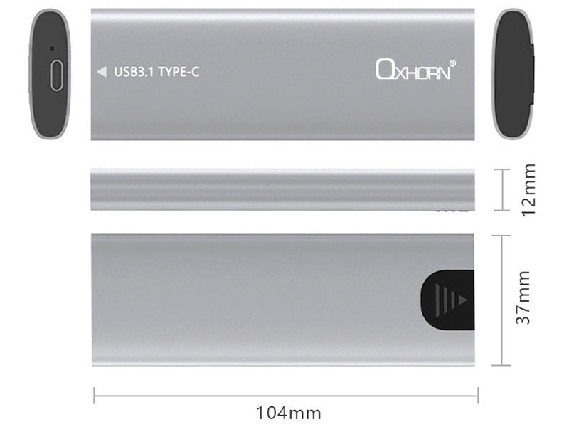 Oxhorn USB C 3.2 Gen 2 M.2 Enclosure